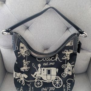 Coach Horse Carriage Jacquard Hobo Bag